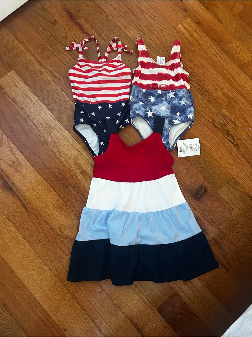 4T Girls Patriotic Red White Blue Swimsuits & Dress Set 🇺🇸